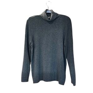 Women's Soft Cotton Blend Turtleneck with Ribbed Neck Gray Size Large?